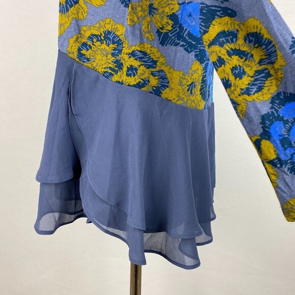 LOGO By Lori Goldstein Womens US XS Floral Cotton Modal Woven Chiffon Tunic Top - Picture 8 of 16